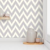 Light Gray and Ivory Ikat Chevron