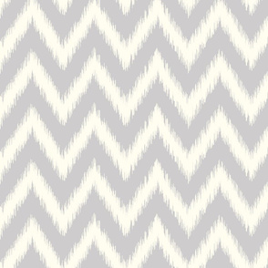 Light Gray and Ivory Ikat Chevron