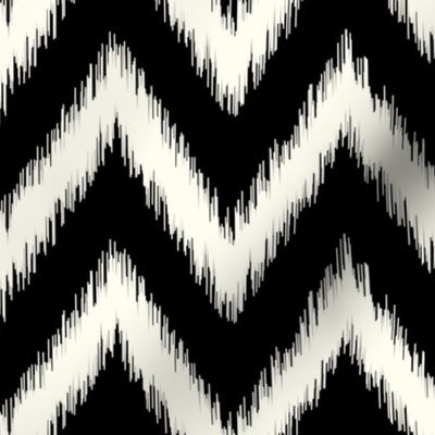 Black and Ivory Ikat Chevron