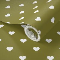 Olive Green Polka Dot Hearts