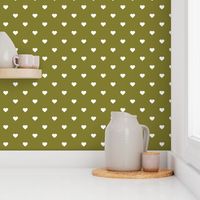 Olive Green Polka Dot Hearts