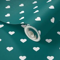 Dark Teal Polka Dot Hearts