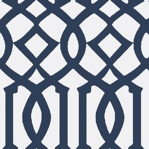 Imperial Trellis-Navy/White Reverse-Large