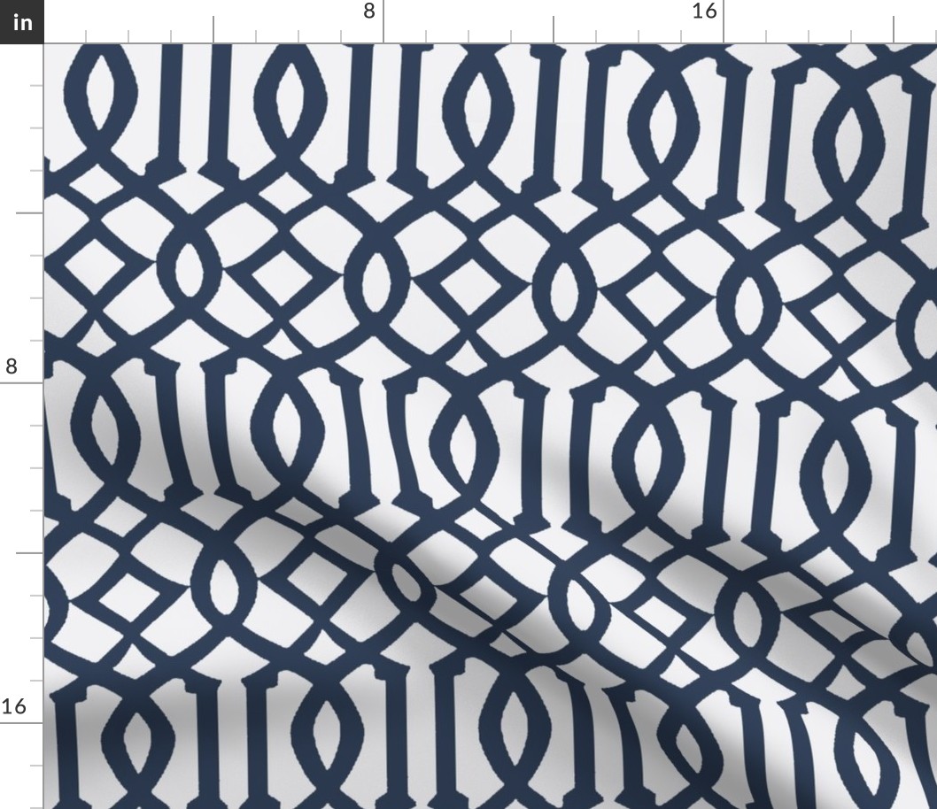 Imperial Trellis-Navy/White Reverse-Large