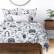 Large Country Goose Toile de Jouy, Navy on White