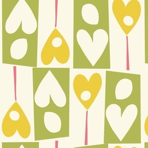 hearts green cream gold