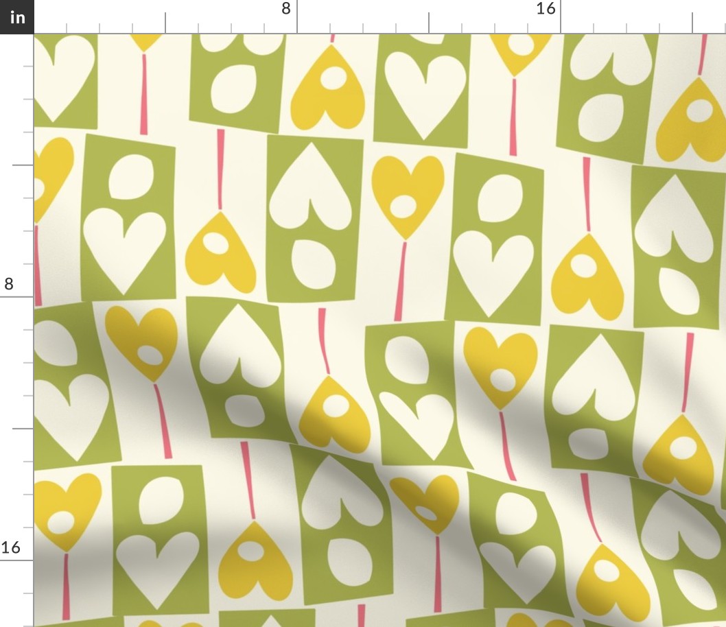 hearts green cream gold