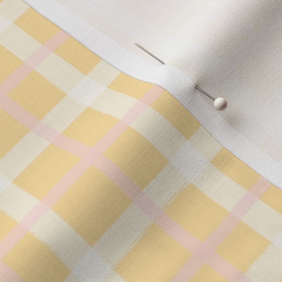 Plaid Preppy Gingham Brush Stroke Stripe on Orange Peach Yellow 