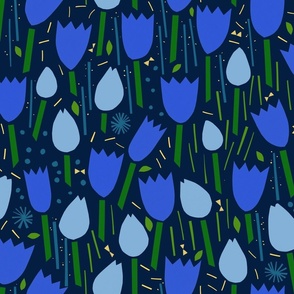 Tulip Garden M+M Cobalt by Friztin