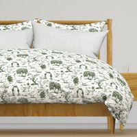 Medium Country Goose Toile de Jouy, Forest Green on White