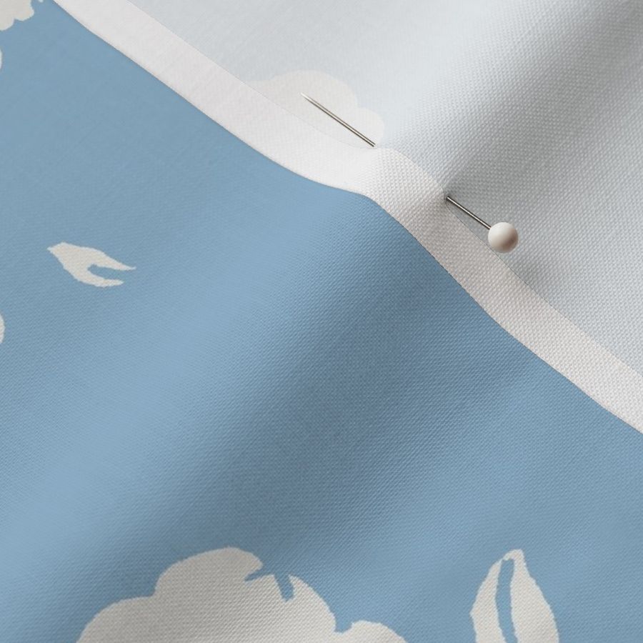 Scattered Baby Flowers - Sky Blue & Cream