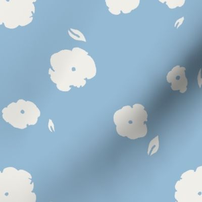 Scattered Baby Flowers - Sky Blue & Cream