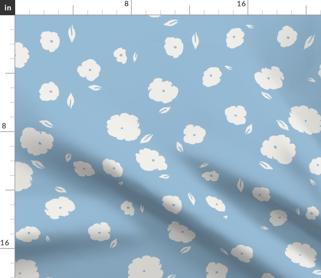 Scattered Baby Flowers - Sky Blue & Cream