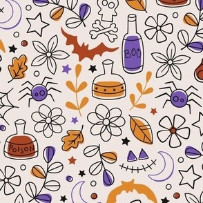 Halloween Doodles - Purple & Orange