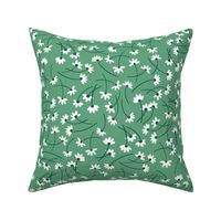 Humble Daisy - rich pine and fern green fabric