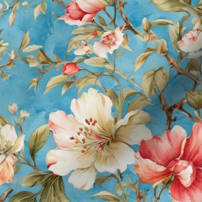 Pink Floral Chinoiserie Print for Luxury & Preppy Style Decor and Crafts