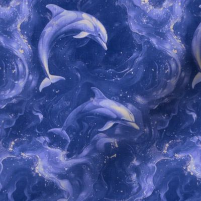 Deep Sea Dreamy Dolphins in Purple Small Print