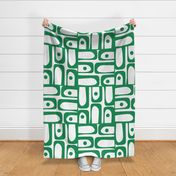 Mid Century Modern Kelly Green and White Piquet Abstract Pattern