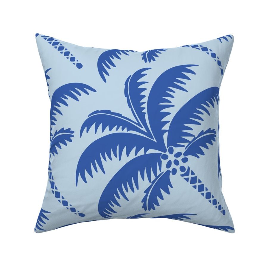 big- Vintage Palm Trees Tropical Retro Old Hollywood 90 Cust Ink Blue Palms