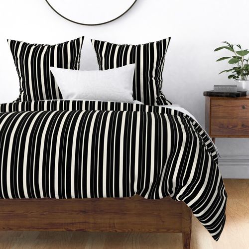 Coquette Stripes - Black & Ivory Reversed - Classic & Gothic Varied Width