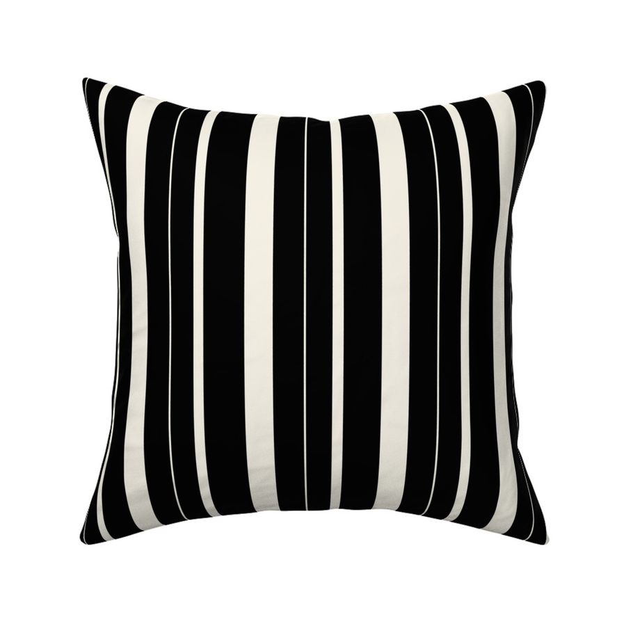 Coquette Stripes - Black & Ivory Reversed - Classic & Gothic Varied Width