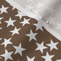 White Stars on Brown (#765b46)