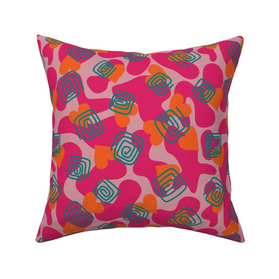 Vibrant Heart Spirals: Bold Camouflage Symphony in pink and orange / Small