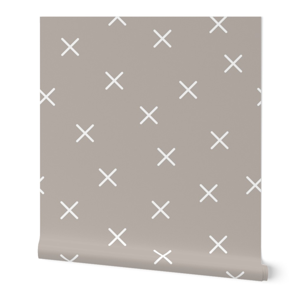 Crosses - Greige Taupe Gray Beige X Cross Marks X Sign Minimal Criss Cross