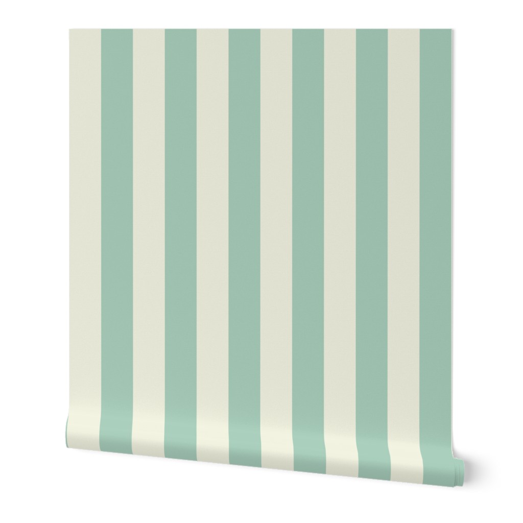 2 inch cabana vertical awning stripes in silky sage and stone white