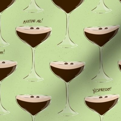 Chocolate Espresso Martinis on Pastel Pistachio Green for New Years Eve