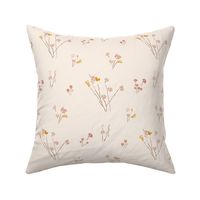 Serene Wildflower Bloom Pattern: Tranquil Floral Fields, cream, medium