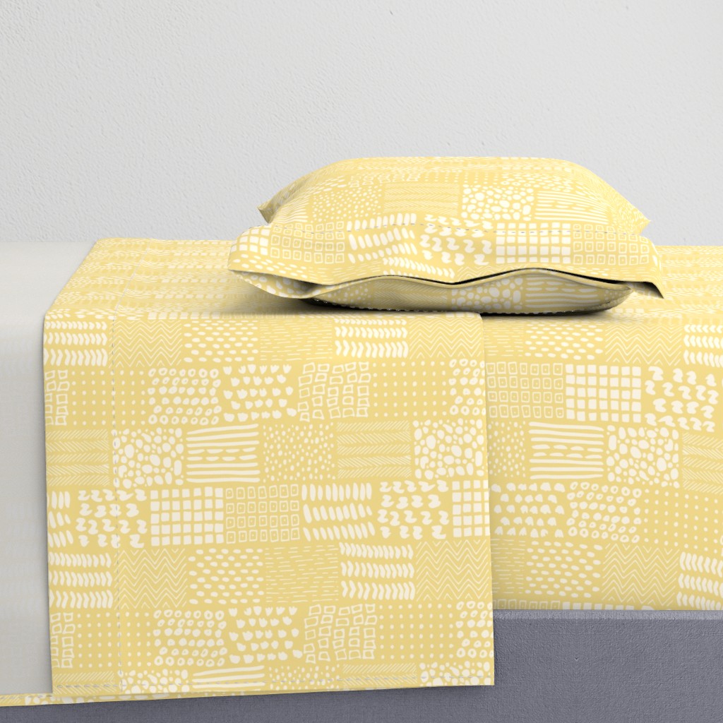 Smaller Doodle Patchwork Modern Geometric In Natural Ivory And Lemon Curd