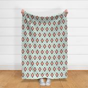 Aqua Pink and Gray Tribal Ikat Chevron