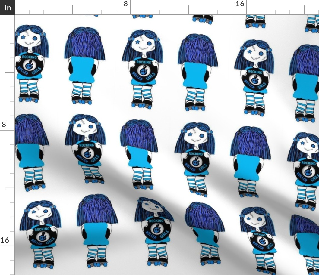 7 in blue rocking derby doll