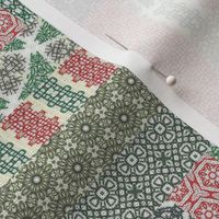 Crazy Wreath Stitched Rail Fence Cheater Quilt