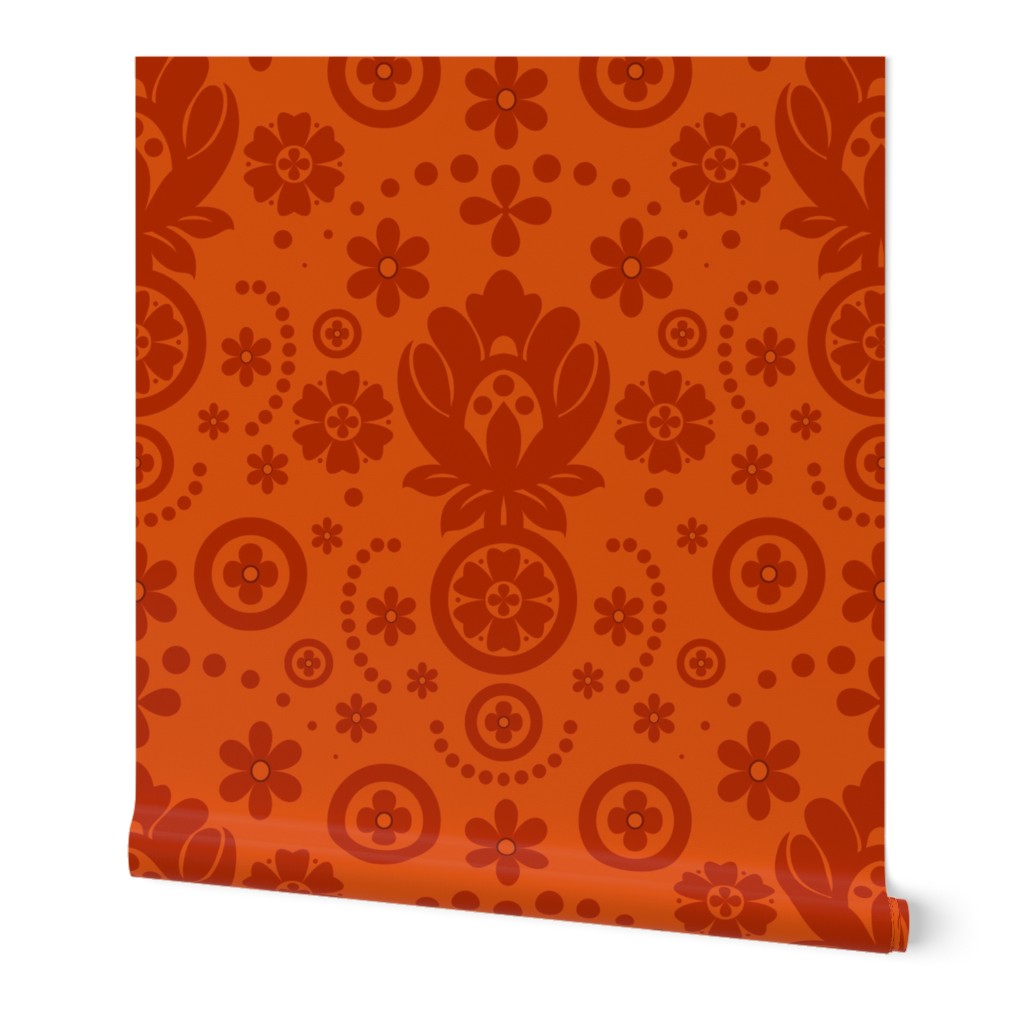 Floral Eyelet Lace Pattern Burnt Orange