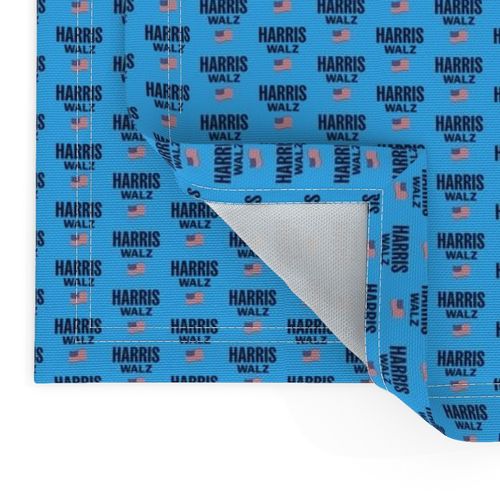 Harris Walz 1x1 With Flag Blue Background One Logo Stacked