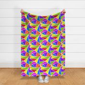 abstract geometric triangles bright colors on white, bold, maximalist