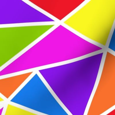 abstract geometric triangles bright colors on white, bold, maximalist