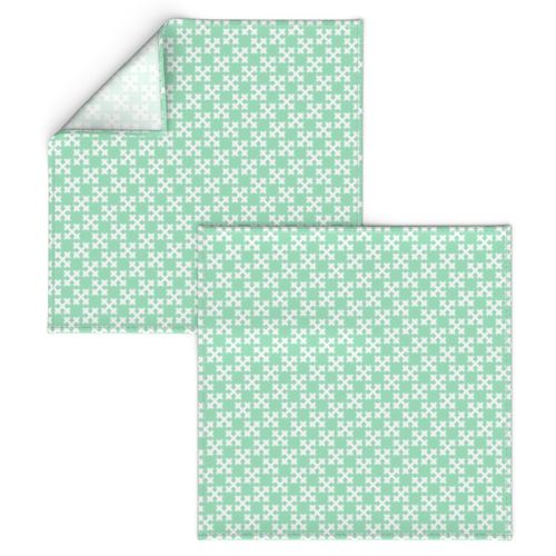 Seafoam Green and White Crossweave Tile / Extra Small