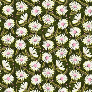 Drippy Daisy Dreamscape – Pink on Olive