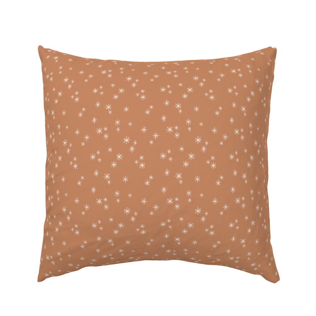 Cheery Stars 6x6 Cute Cream White Stars On Gingerbread Taupe Brown Modern Minimalistic Two Tone Design