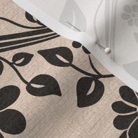 Bohemian flowers Ogee pattern Black and cream tones