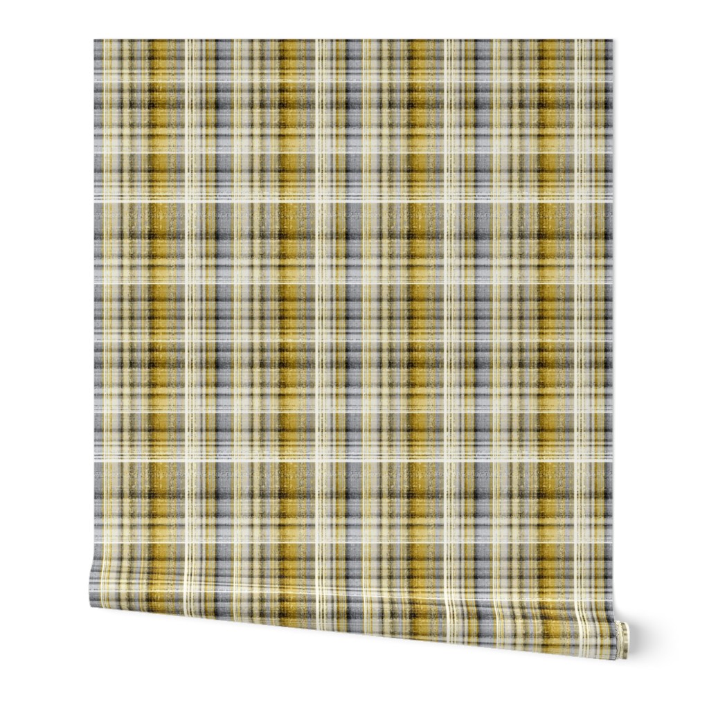 Plaid in gold and gray