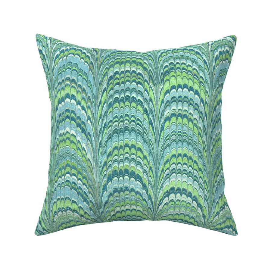 Double Comb marbling - large - green and aqua