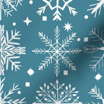 (M) Snowflakes in Teal Blue