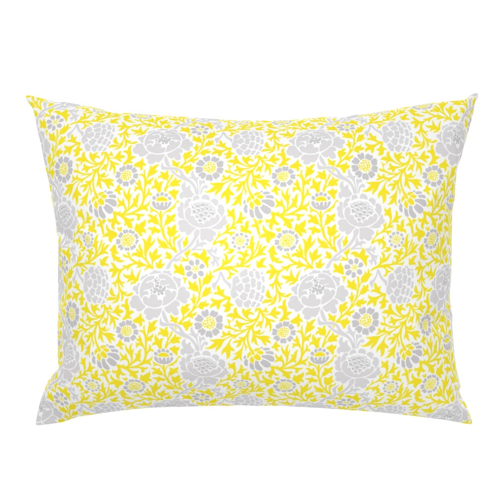 Gray and Yellow Retro Floral Damask