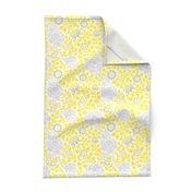 Gray and Yellow Retro Floral Damask