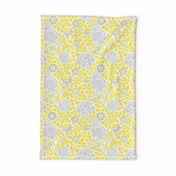 Gray and Yellow Retro Floral Damask