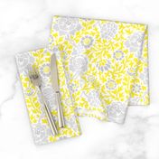 Gray and Yellow Retro Floral Damask